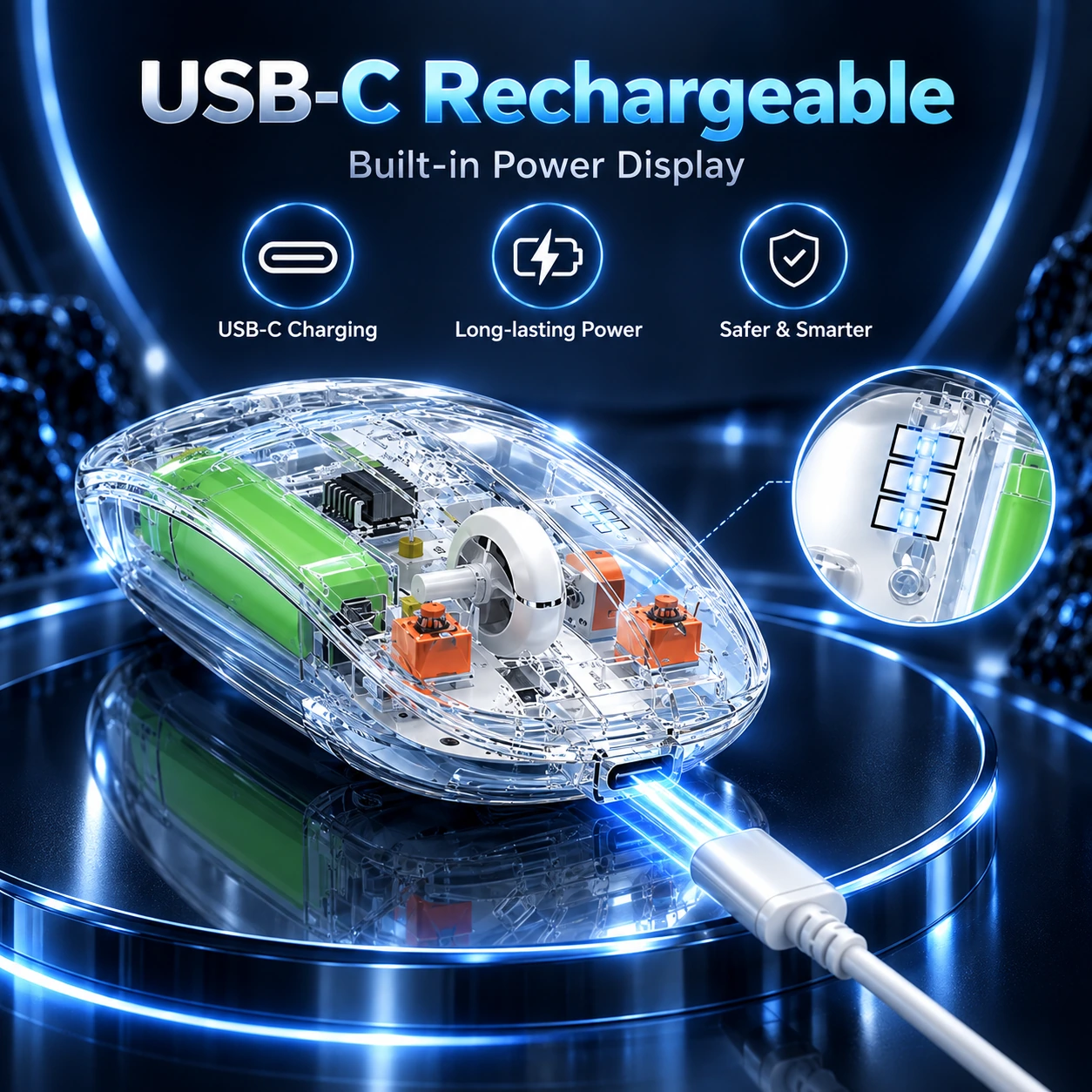Transparent Wireless Rechargeable Mouse