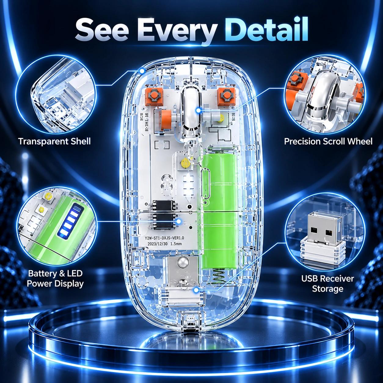 Transparent Wireless Rechargeable Mouse