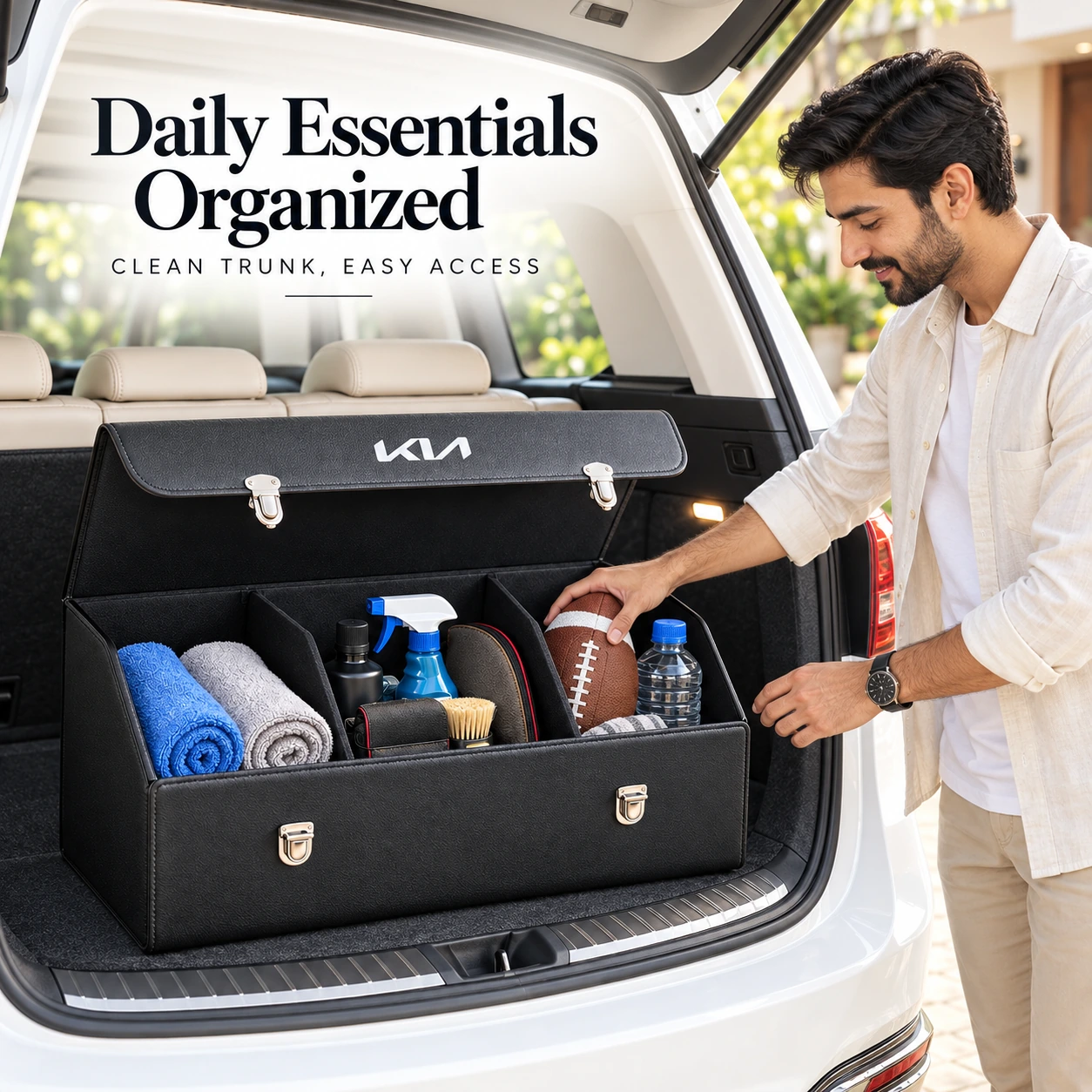 Car Trunk Organizer Foldable Cover 2 Compartments | Car Organizer Accessories | ShopRight.pk