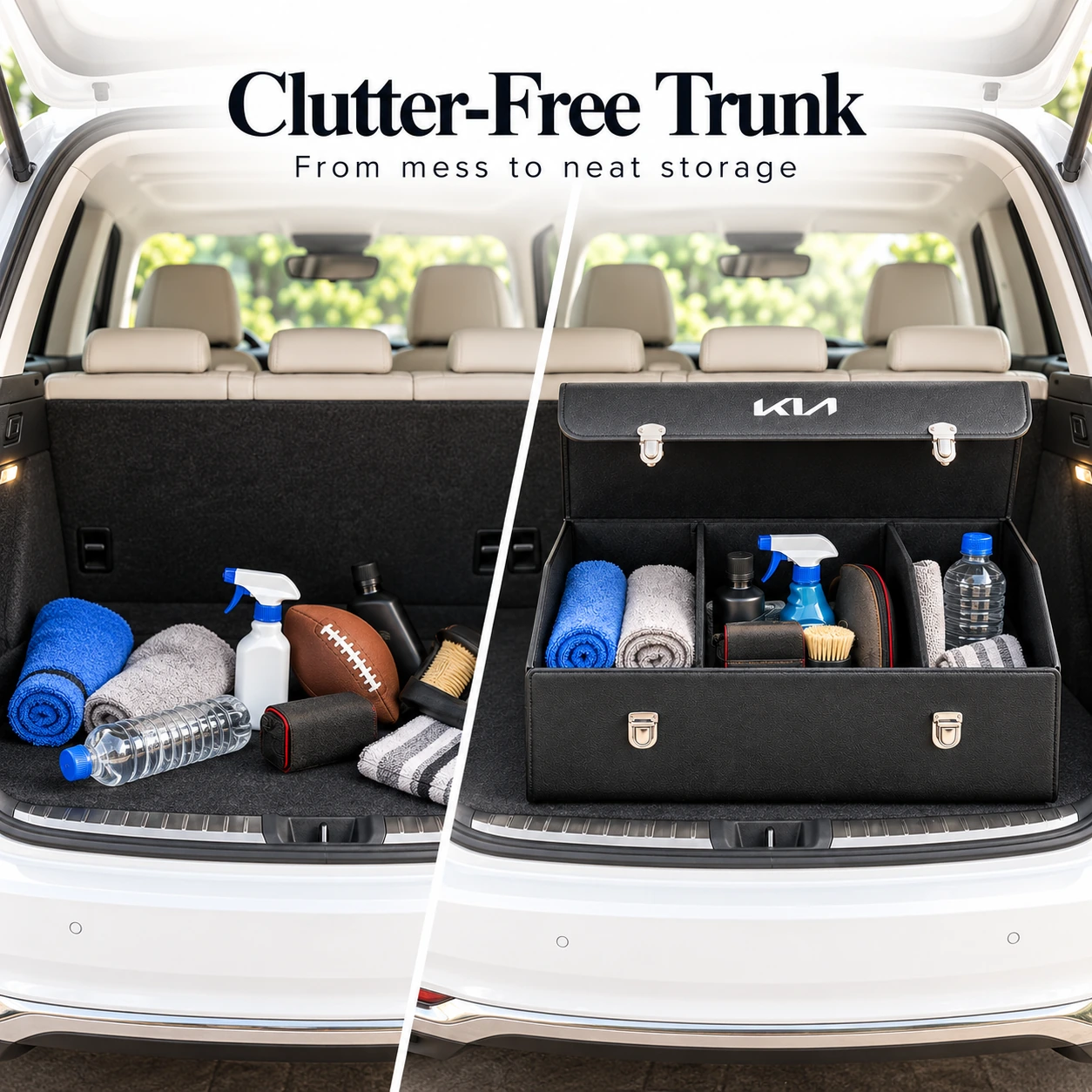 Car Trunk Organizer Foldable Cover 2 Compartments | Car Organizer Accessories | ShopRight.pk