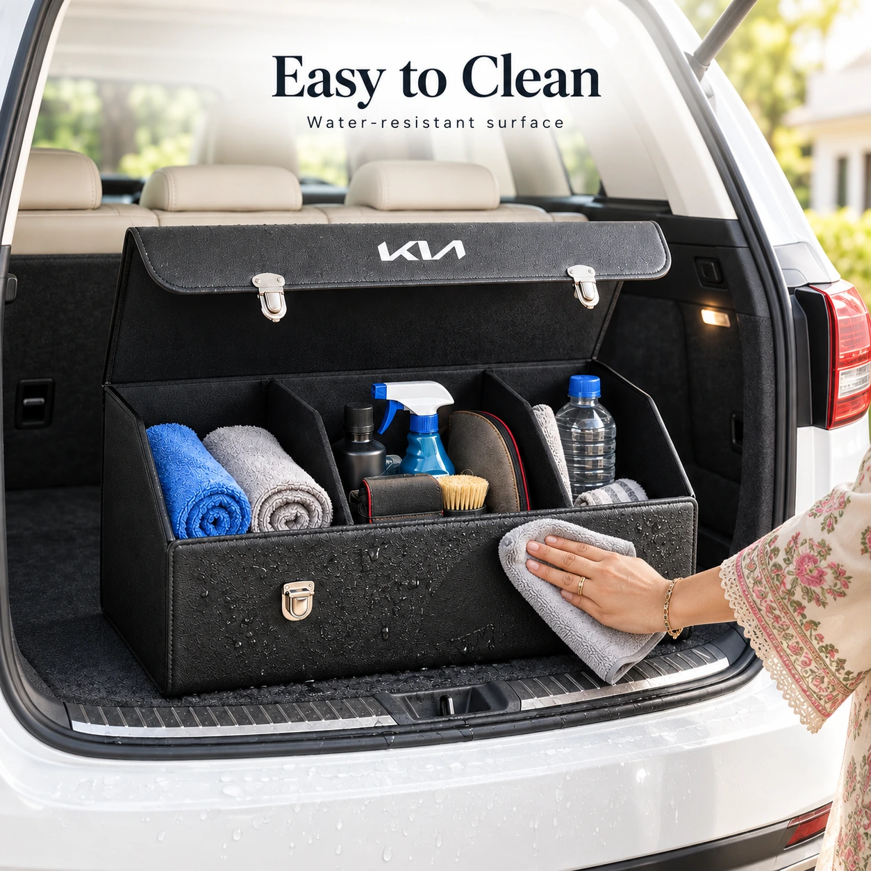 Car Trunk Organizer Foldable Cover 2 Compartments | Car Organizer Accessories | ShopRight.pk