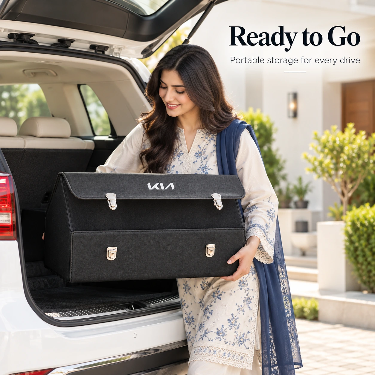 Car Trunk Organizer Foldable Cover 2 Compartments | Car Organizer Accessories | ShopRight.pk