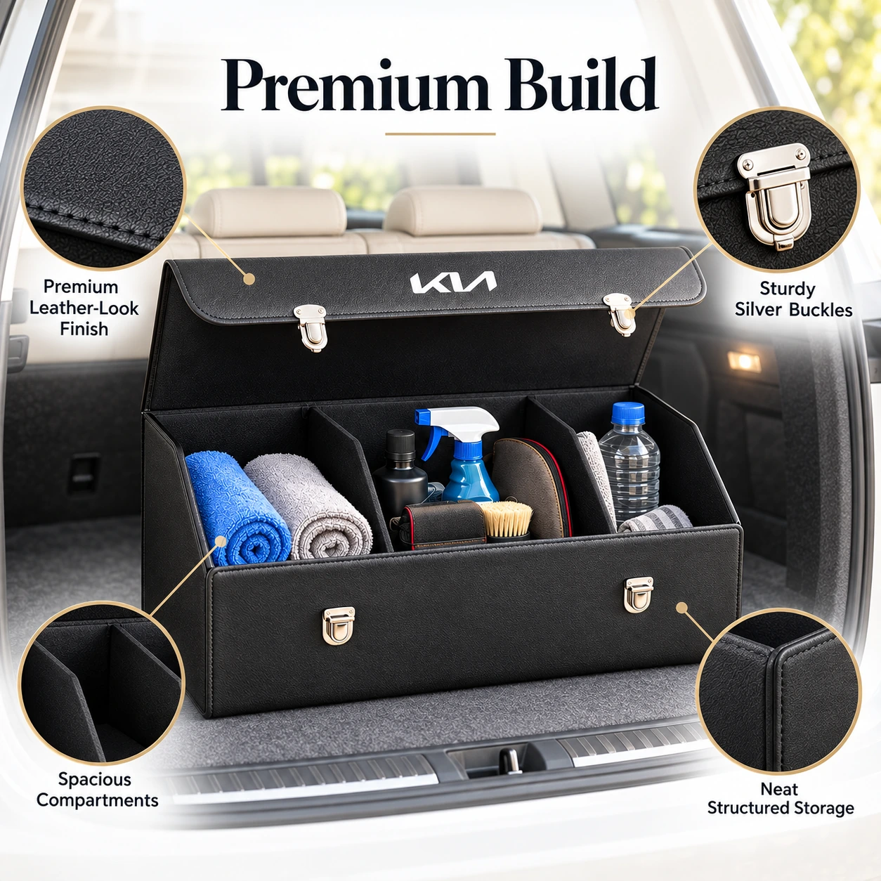 Car Trunk Organizer Foldable Cover 2 Compartments | Car Organizer Accessories | ShopRight.pk