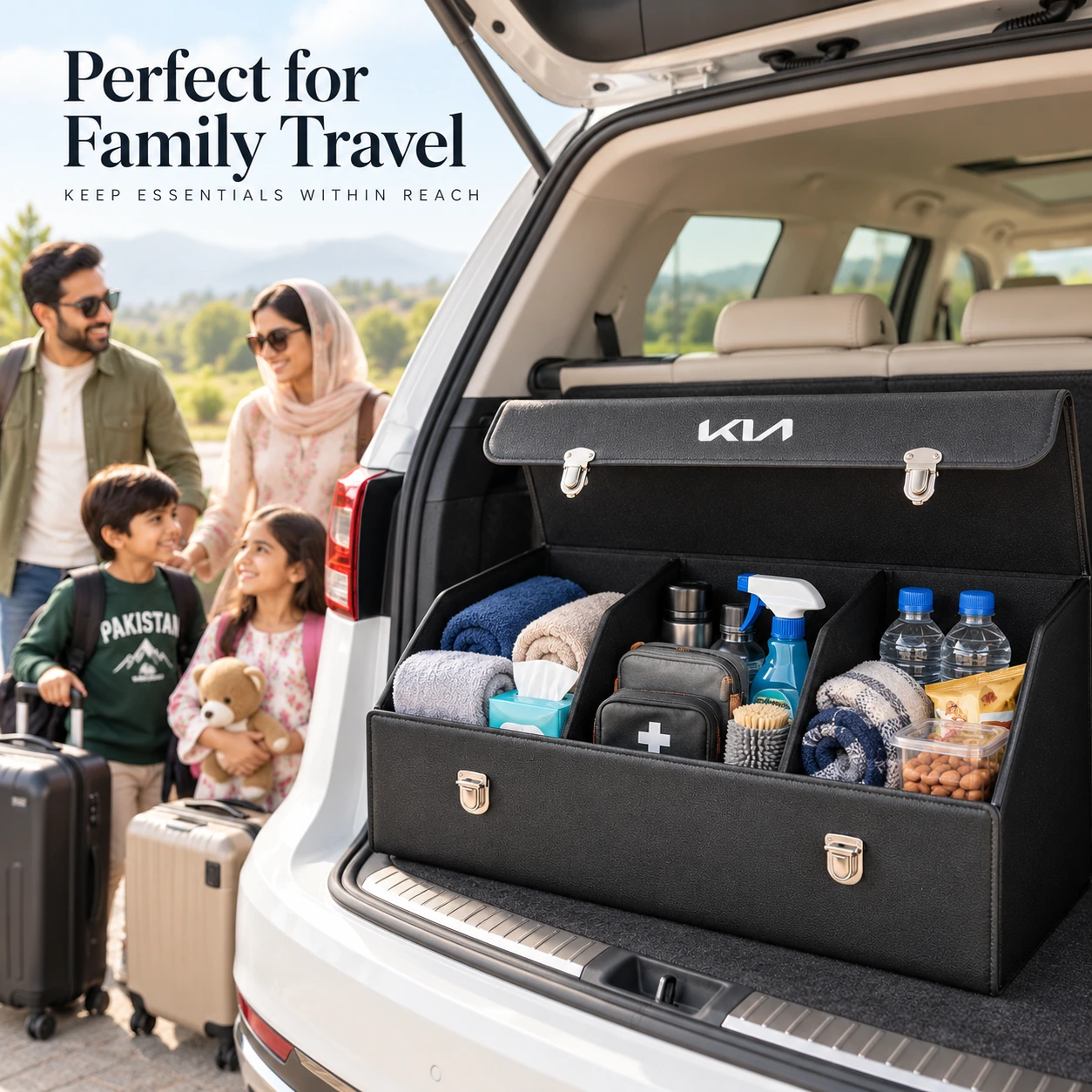 Car Trunk Organizer Foldable Cover 2 Compartments | Car Organizer Accessories | ShopRight.pk