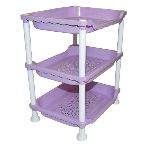 3 Tier Plastic Corner Shelf Organizer (Square)