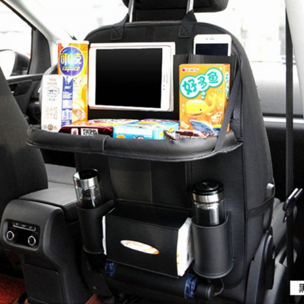 Leather Car Back Seat Organizer And Food Tray