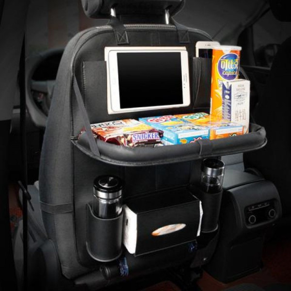 Leather Car Back Seat Organizer And Food Tray
