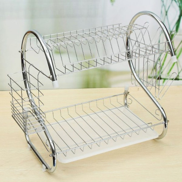 Autoleader Stainless Steel Dish Rack 2 Tier - Space Saver Dish Drainer Holder