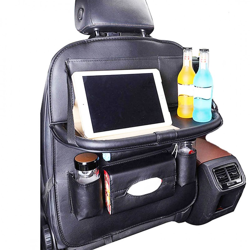 Leather Car Back Seat Organizer And Food Tray