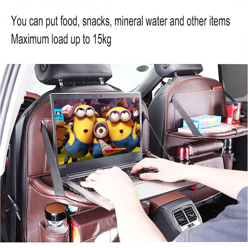 Leather Car Back Seat Organizer And Food Tray