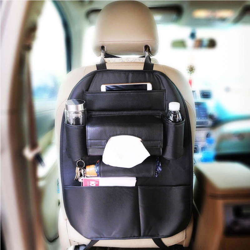 Car Hand Rest Storage Box And Leather Back Seat Cover (Buy 01 & Get 01 Free)