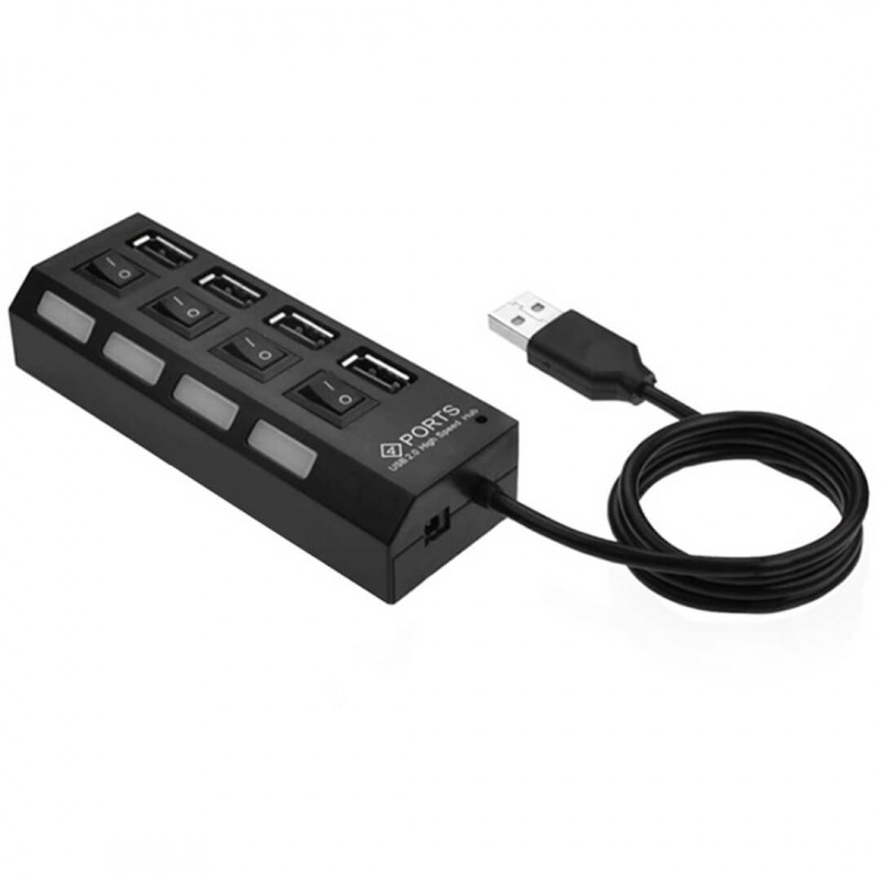 4-Port USB Hub 2.0 with Convenient Button Control