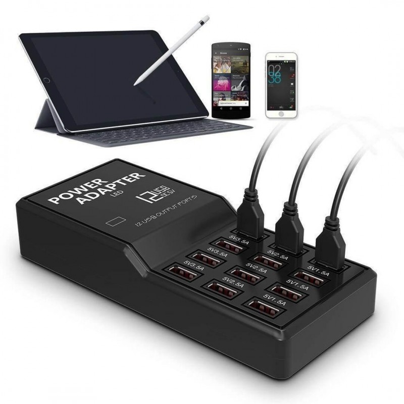 12-Port USB Fast Charger Rapid Charging Solution - W858 CH-001