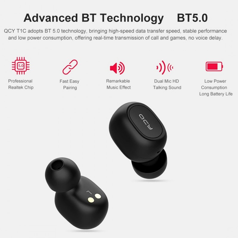 Qcy T1c Stereo Dock Bluetooth Earphone
