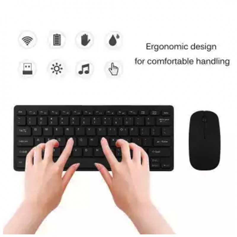 Mini Wireless Slim Keyboard and Mouse Set Combo for Apple & Windows Computers