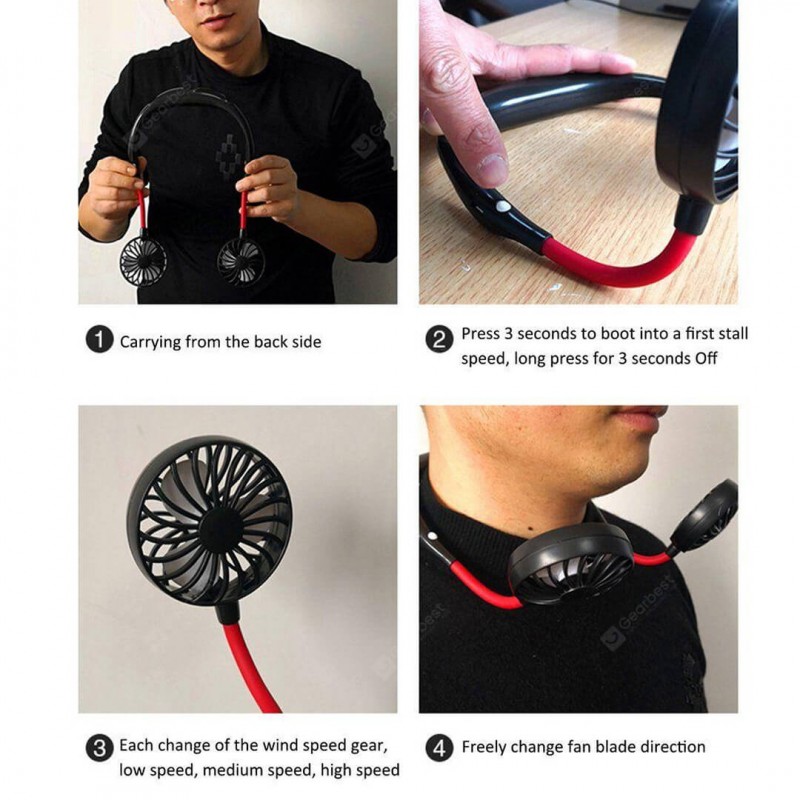 Portable Hanging Neck Fan - Rechargeable