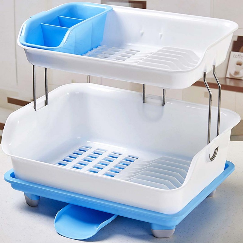 Double Layer Drain Dishes Kitchen Storage Rack