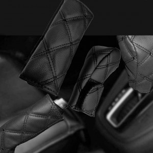PU Leather Gear Shift Knob and Handbrake Cover Set