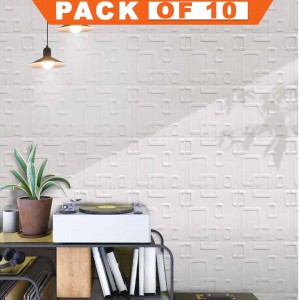 Beige Cream Circular Shapes 3D Wall Panel, Peel And Stick Wall Sticker Pack Of 10
