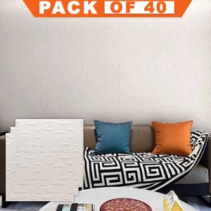 Beige Cream Circular Shapes 3D Wall Panel, Peel And Stick Wall Sticker Pack Of 40
