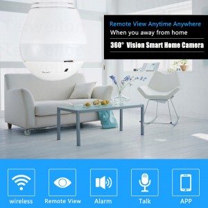 Ip Wirelss Panoramic Bulb Camera 1080p Hd 2mp