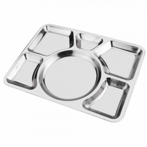 Stainless Steel 6 Compartment Rectangular Dinner Plate  Durable, Eco-Friendly, and Perfect for Portion Control