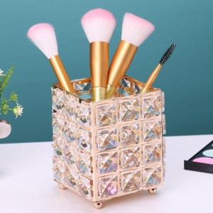 Elegant Metal Crystal Makeup Brush Holder