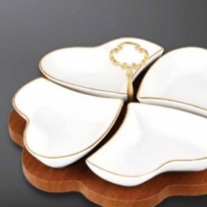 Heart Shape Serving Dishes With Wooden Base
