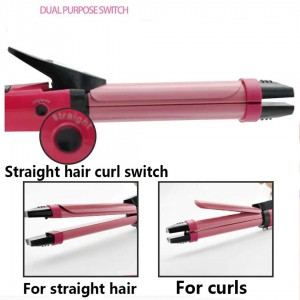Professional Hair Curling Iron Curler curl Ceramic Hair Straightener 2 in 1