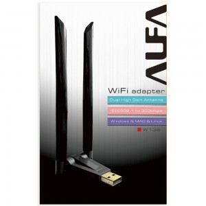 Alfa Wifi Usb W136 3dbi Rtl 8192 Dual Antena Adopter 300 Mb
