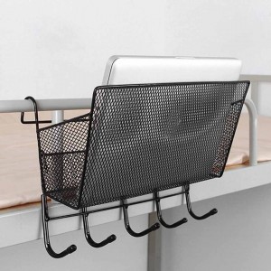 Bed Side Basket With Hooks Black