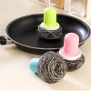 Stainless Steel Pot Scrubber with Handle Heavy Duty Kitchen Scourer for Pots, Pans, and Grills