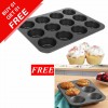 Non Stick Cupcake Trays 12 Cup and 6 Cup Set Bakeware for Muffins, Cupcakes, and More Buy 01 Get 01 Free