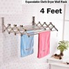 Wall Mounted Clothes Drying Rack 4 Feet