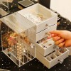 Acrylic Jewelry Boxes For Women Hanging Jewelry Organizer Holder With 4 Drawers