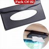 Hyundai Sun Visor PU Leather Car Tissue Box Holder Black Pack Of 02