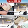Kia Sun Visor PU Leather Car Tissue Box Holder Beige Pack Of 02