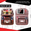 Leather Car Seat Organizer with Built-In Food Tray – Premium Storage Solution for Travel and Family Rides Pack of 02