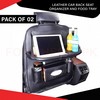 Leather Car Seat Organizer with Built-In Food Tray – Premium Storage Solution for Travel and Family Rides Pack of 02