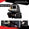 Leather Car Seat Organizer with Built-In Food Tray – Premium Storage Solution for Travel and Family Rides Pack of 02
