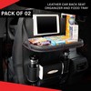 Leather Car Seat Organizer with Built-In Food Tray – Premium Storage Solution for Travel and Family Rides Pack of 02