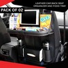 Leather Car Seat Organizer with Built-In Food Tray – Premium Storage Solution for Travel and Family Rides Pack of 02