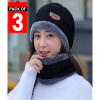 Winter Knitted Hat And Fleece Neck Warmer Pack of 03