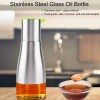 Pack of 2 - 320ml Stainless Steel Glass Oil Bottles Portable Kitchen Oil Dispensers