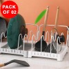 Household Pot Lid Storage Rack Cooking Dish Pan Cover Holder Pack Of 02