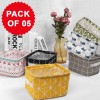 Cotton Linen Laundry Basket Square Pack Of 05