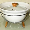Ceramic Pot With Wooden Handle Steel Stand