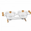 Glass Lid Serving Bowl Donga with Stainless Steel Stand