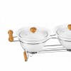 Glass Lid Serving Bowl Donga with Stainless Steel Stand
