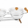 Glass Lid Serving Bowl Donga with Stainless Steel Stand